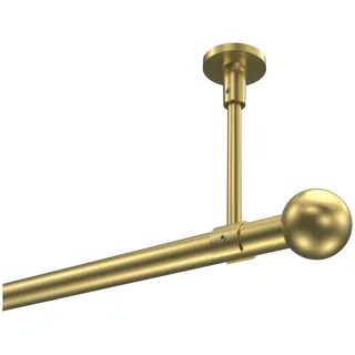 INTERDECO Gardinenstange Sonette Luino, Ø 20 mm, 1-läufig, Fixmaß, kürzbar, Deckenmontage, Metall, Messing-Optik goldfarben Ø 20 mm x 180 cm