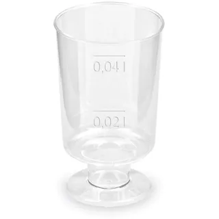 VEPATIM 200 Schnapsglas mit Fuß Premium glasklar Shotgläser mit Eichstrich 2cl/4cl
