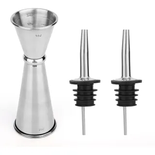 Messbecher für Barkeeper, Bar Cocktail-Messbecher Shots 2oz 1oz Edelstahl Japanischer Doppelmessbecher Spirituosen mit Ausgießern Getränkemesser Barkeeper Werkzeug mit Maßangaben Inneren
