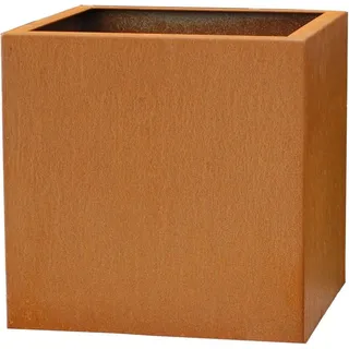 Vivanno Blumenkübel Pflanzkübel Kübel aus Cortenstahl Metall Block, Rostbraun (50x50x50 cm)