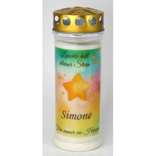 Kerzen Junglas - Grabkerze Sternenkind, mit 7 Tagen Brenndauer, (6011), Persönliche Beschriftung mit Namen, personalisierte wetterfeste Kerze