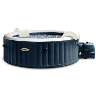 Intex 28432EX - Whirlpool aufblasbar PureSpa Bubble Massage, 6 Personen, 170 Düsen, Heizung, PVC, Navyblau, ⌀ 216x71 cm