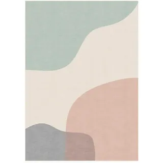 Teppana Waschbarer Teppich Modern - Ban - Pastell - Fleckenabweisend - Familien- & Haustierfreundlich - Maschinenwaschbar - rutschfest - 140 x 200 cm
