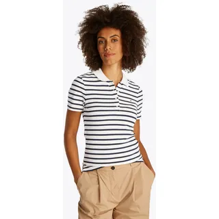 Tommy Hilfiger Damen, Poloshirt 1985 Slim Fit Mehrfarbig (Breton Ecru/Dark night navy), STP), L - L