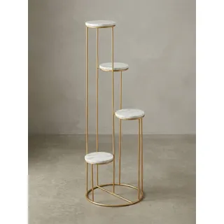 KADIMA DESIGN Blumenständer Marmor-Pflanzenhalter, Dekoriere dein Zuhause elegant, Anti-Rutsch-Noppen goldfarben