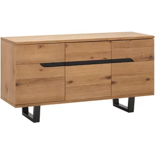 Sideboard Juno Eichenfarbe/ Schwarz Echtholz