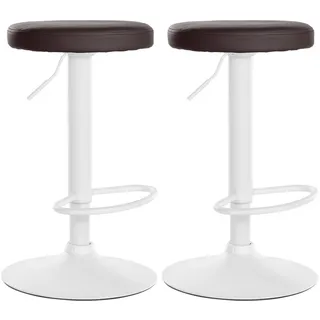 CLP Barhocker Ponte 2er Set drehbar höhenverstellbar Kunstleder Braun/Metall Matt Weiß