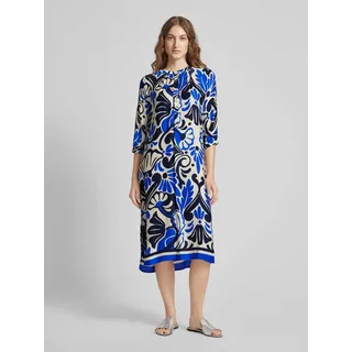 Midikleid mit Allover-Muster, Blau, 36