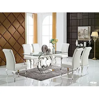 Bador Decoration Design Esstisch Italy Edelstahl Glas Tisch Esszimmertisch Küchentisch 200x100 cm, Silber