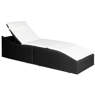 vidaXL Sonnenliege mit Polsterauflage Poly Rattan Schwarz