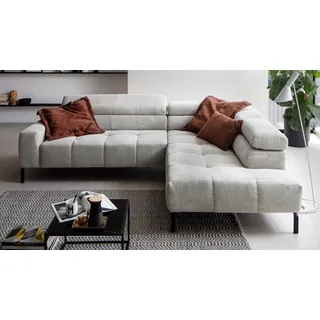 Ecksofa Wohnlandschaft Cleveland Feincord grau Wellenfederung Kopfverstellung
