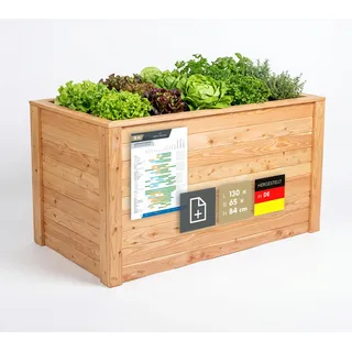 WESTMANN Hochbeet aus Lärchenholz | 130x65x84 cm Natur | Kräuterbeet für den Außenbereich | Holzhochbeet zum Bepflanzen von Gemüse & Kräutern