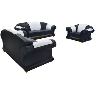 JVmoebel Sofa 3+2+1 Garnitur Leder Sofa Polster Couchen Sofas Luxus Sofort, 3 Teile, Made in Europa schwarz