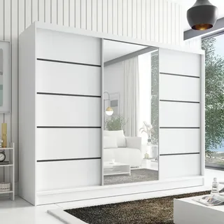 A&J MöbelLand Schwebetürenschrank ARIVA 2 200 x 215 x 59,5 cm Weiß