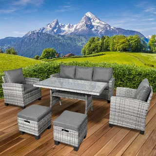 Polyrattan Garten Sitzgruppe DELIGHT-7  grau/anthrazit