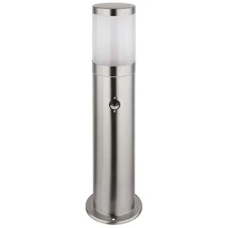 GLOBO LIGHTING LED Außen-Stehlampe, Leuchtmittel inklusive, Warmweiß, Sockelleuchte Stehlampe Wegelampe LED Bewegungsmelder Edelstahl silberfarben 14 cm x 14 cm x 50 cm