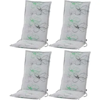 BURI Hochlehnerauflage Hochlehner Gartenstuhlauflagen Sitzkissen Sitzauflage Stuhlauflage, (4 St) grau