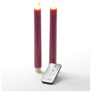 Coen Bakker Deco BV LED-Kerze Wax Candles (Set, 3-tlg), Stabkerzen rot 2 Stück bewegliche Flamme Fernbedienung rot