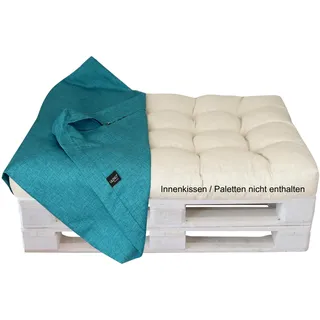 LILENO HOME Palettenkissen Bezug Aqua - Ersatzbezug für Sitzteil 120 x 80 x 16-20 cm - Polster Bezug für Europaletten - Palettenkissen Outdoor Hülle für Palettenmöbel