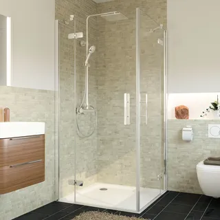 Breuer Avanta Eckeinstieg mit Drehtür rechts 120 x 200 cm Klarglas silber 2176005001024