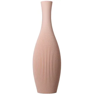 SLIMPRINT Bodenvase Stella Blüte Rosa, 18,8 x 60 cm, Hohe Dekovase für Pampasgras mit Modern Streifendesign, Recycelter Biokunststoff