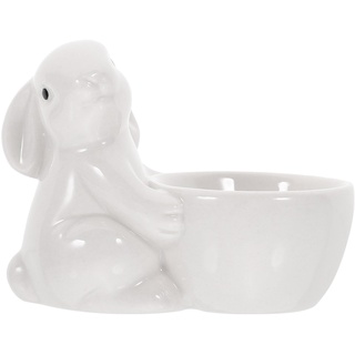 HOLIDYOYO Osterhase Porzellan-Eierbecher Hase Keramik-Eierhalter Eierständer Hase Teelicht-Kerzenhalter Eierbehälter Für Ostern Esstisch Tischdekoration Weiß