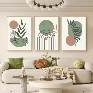 Uixxducc 3-teiliges Bohemian Poster Set Aesthetic Grüne Pflanze Bilder Set Boho Wandbilder Wohnzimmer Schlafzimmer Deko, ohne Rahmen (C,40x50cm)