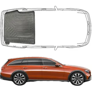 Trimak Passform-Fußmatten Oder Kofferraumwanne Oder Set für Mercedes E Klasse, Mercedes E Klasse S213 T-Modell 2016-2023 Kofferraummatte TPE schwarz