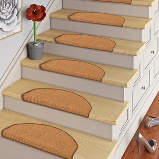 Snapstyle Natur Sisal Stufenmatte Halbrund Einfarbig, Größe/Ausführung/Menge:24x65 cm (halbrund) 1 Stck., Farbe:Braun