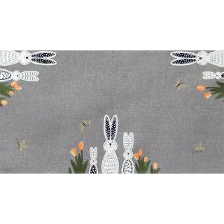 texpot Tischdecke Tischläufer Stickerei Osterhasen Ostern Frühling Blumen (1-tlg) grau Rechteckig | 40 cm x 85 cm