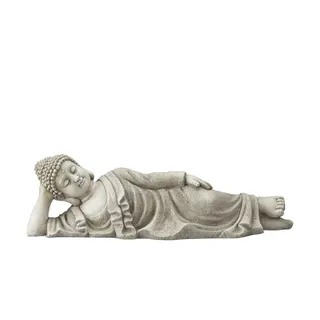 HOME STORY Deko Figur Buddha   , grau , Magnesia , Maße (cm): B: 66 H: 20 T: 21.0