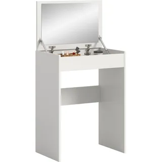 WELLTIME Schminktisch WELLTIME "MIRA, Breite 62cm, aufklappbar mit Innenspiegel & Stauraumfach", weiß, weiß, weiß, B:62cm H:84cm T:40cm, Tische, Schminktisch, Kosmetiktisch, Frieserkommode, Schreibtisch, Home-Office-Schreibtisch
