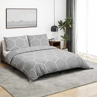 vidaXL Damari Motiv Baumwolle Grau 200 x 220 cm + 80 x 80 cm