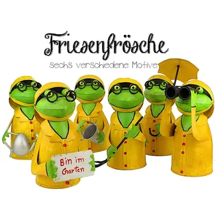 Paulslandhaus Gartenfigur Zaunhocker Friesenfrosch Metall Zaunfigur Pfostenhocker gelb
