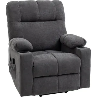 HOMCOM Elektrischer Relaxsessel mit Aufstehhilfe und Massagefunktion, Fernsehsessel mit Heizfunktion, Flanelloptik dunkelgrau   Aosom.de