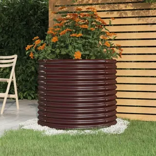 homiuse Pflanzkübel Pulverbeschichteter Stahl Hochbeete Metall Pflanzkübel Groß AußEn Plant Box XXL 80x80x68 cm Braun