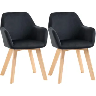 Homcom Esszimmerstuhl Samt schwarz 2er Set