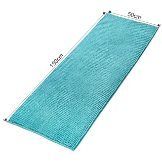 Rutschfeste Badmatte aus weichem Chenille - Super saugfähig und waschbar, Türkis - Türkis