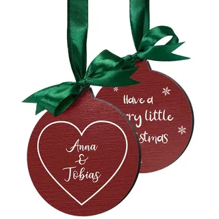 Personalisierte Weihnachtsanhänger & Geschenkanhänger aus Holz - persönliche Christbaumkugel & Weihnachtskugeln mit Namen & Text personalisiert - Christbaumschmuck