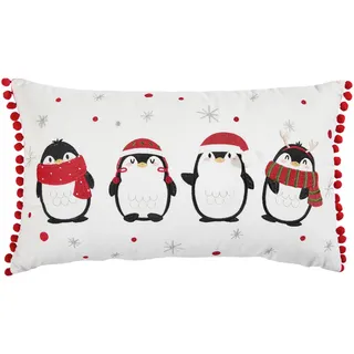 X-Mas Zierkissen Pingu, Mehrfarbig, Textil, Pinguin, Füllung: Polypropylen,Polypropylen, rechteckig, 30x50 cm, pflegeleicht, Dekoration, Weihnachtsdekoration, Weihnachtstextilien
