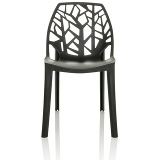 hjh OFFICE Gartenstuhl Outdoor Stuhl ARTIFO TRI Kunststoff ohne Armlehnen, Vierfußstuhl, Esszimmerstuhl, Stuhl stapelbar schwarz