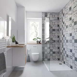 Breuer Duschrückwand beige/grau/weiß