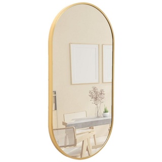Terra Home Wandspiegel Spiegel Metallrahmen Schminkspiegel Oval 60x30 gold, Badezimmerspiegel Flurspiegel goldfarben 60 cm x 30 cm x 3 cm