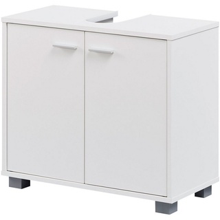 Wohnling Waschbeckenunterschrank WL1.344 (Badunterschrank 60x55x30 cm Weiß mit 2 Türen) Waschtischunterschrank Modern, Badschrank Stehend weiß