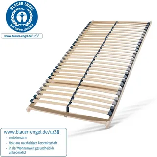 Sleepneo Lattenrost 120x200, Lattenrahmen aus Buche, 7 Komfortzonen, 28 Latten, Federholzrahmen Made in Germany, Lattenrost Selbstmontage, Traglast 150Kg
