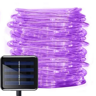 DINOWIN Solar Lichtschlauch Außen, 39 ft/12M 100 LEDs Schlauch lichterkette Wasserdicht Schlauchlicht Lichtschlauch für Garten Yard Weg Zaun Baum Hochzeit Party Deko Modern (Lila)