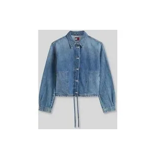 Relaxed Fit Jeansjacke aus Baumwoll-Leinen-Mix mit Tunnelzug, Jeansblau, S