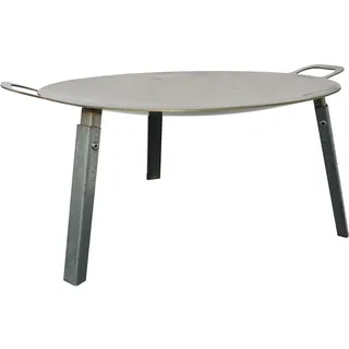 Flame Fox Feuerschale – Feuerplatte mit klappbaren Beinen – 3 Größen (Ø 40/50 / 60 cm) – 3 mm Edelstahl – Höhe 25 cm – Outdoor Grill- & Kochplatte für Garten & Camping (Edelstahl, 60cm)