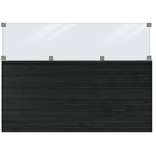 Plus Sichtschutzelement Plank Inkl. Glas  (L x B x H: 125 x 174 x 2,5 cm, Schwarz RAL 9005)