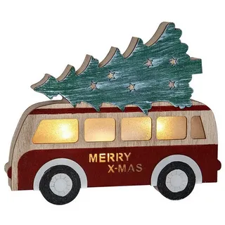 STAR TRADING LED Dekolicht Billy, LED Weihnachtsleuchte,Billy' aus Holz, Batterien + Timer, Bus mit Tan